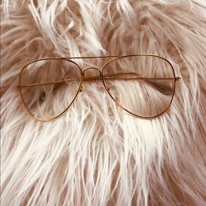 Gold trim aviator lens glasses